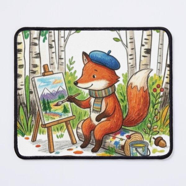 Item preview, Cute Artist Fox Painting Forest Landscape Illustration designed and sold by TaiwanMemory.
