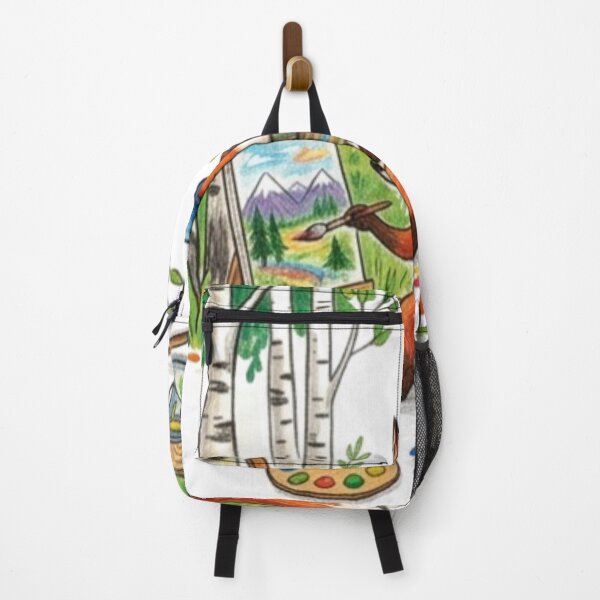 Item preview, Cute Artist Fox Painting Forest Landscape Illustration designed and sold by TaiwanMemory.