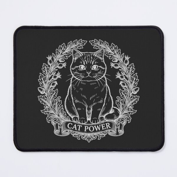 Item preview, Cat Power Sitting Cat with Floral Wreath - White Line Art designed and sold by sxtfejvseyn.