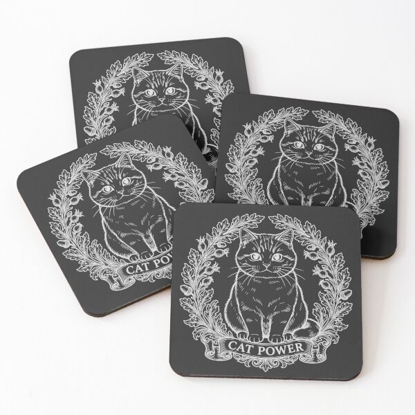 Item preview, Cat Power Sitting Cat with Floral Wreath - White Line Art designed and sold by sxtfejvseyn.