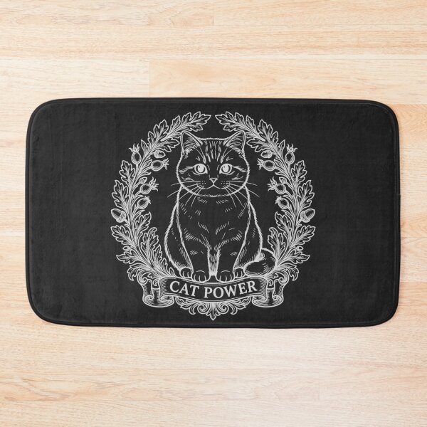 Item preview, Cat Power Sitting Cat with Floral Wreath - White Line Art designed and sold by sxtfejvseyn.