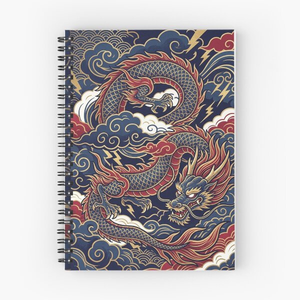 Item preview, Modern Ukiyo-e: Indigo Blue & Gold Japanese Dragon designed and sold by Hikariha Studio.