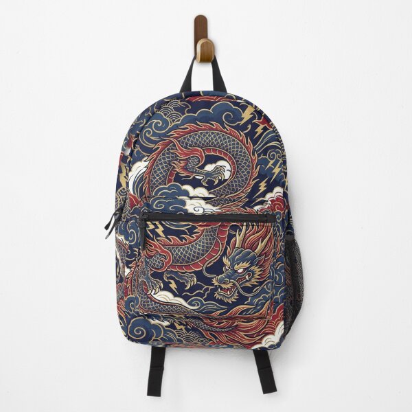 Item preview, Modern Ukiyo-e: Indigo Blue & Gold Japanese Dragon designed and sold by Hikariha Studio.