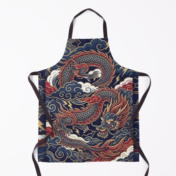 Item preview, Modern Ukiyo-e: Indigo Blue & Gold Japanese Dragon designed and sold by Hikariha Studio.