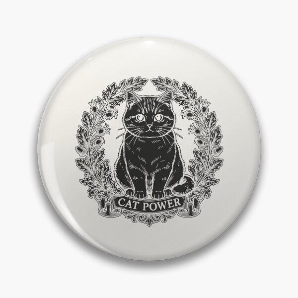 Item preview, Cat Power Sitting Cat with Floral Wreath - Black Silhouette designed and sold by sxtfejvseyn.