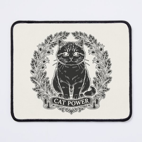 Item preview, Cat Power Sitting Cat with Floral Wreath - Black Silhouette designed and sold by sxtfejvseyn.