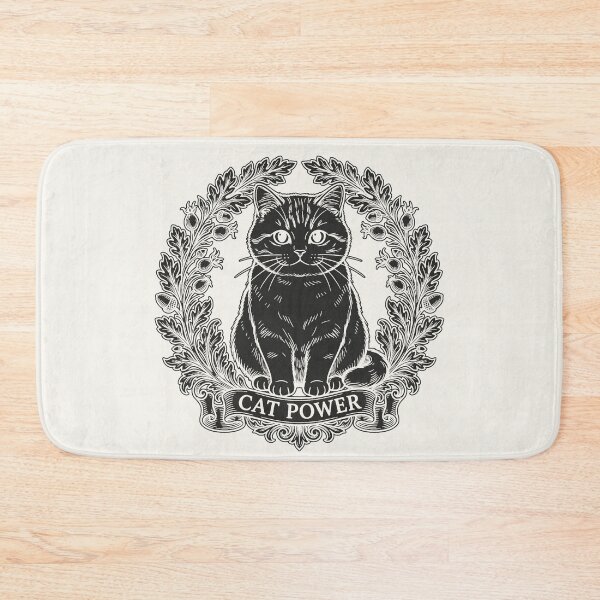Item preview, Cat Power Sitting Cat with Floral Wreath - Black Silhouette designed and sold by sxtfejvseyn.