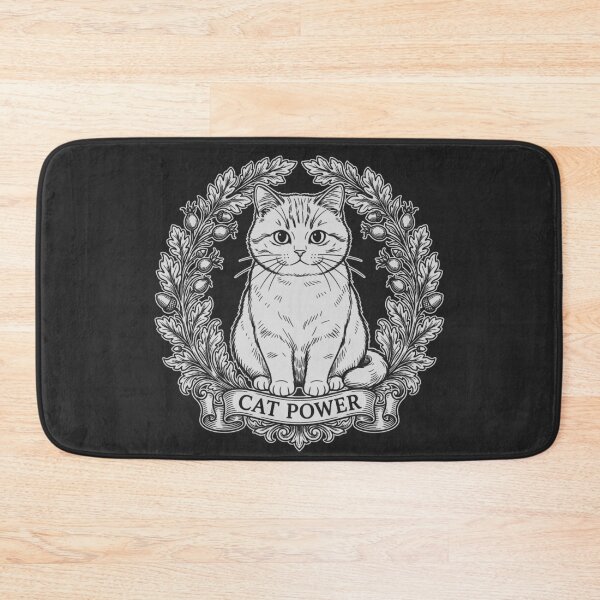 Item preview, Cat Power Sitting Cat with Floral Wreath - White Silhouette designed and sold by sxtfejvseyn.