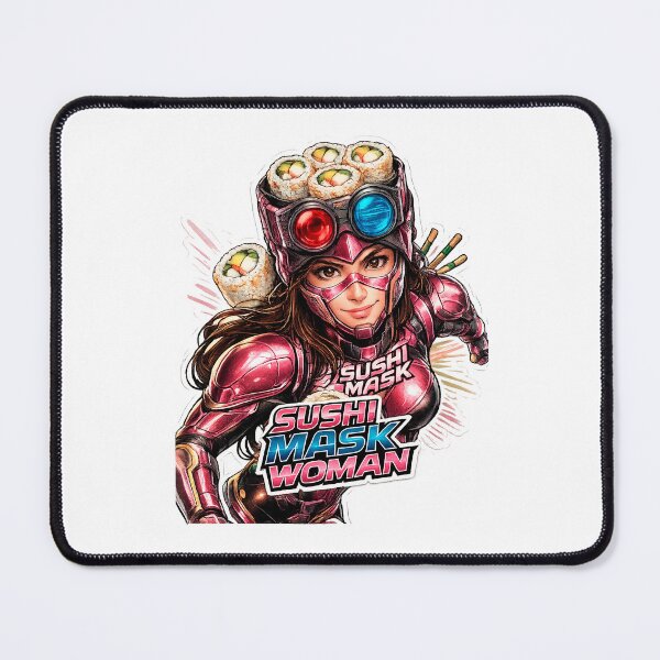 Item preview, SUSHI MASK WOMAN: Cyberpunk Heroine Powered by California Rolls designed and sold by Surreal Characters & Cute Pups.
