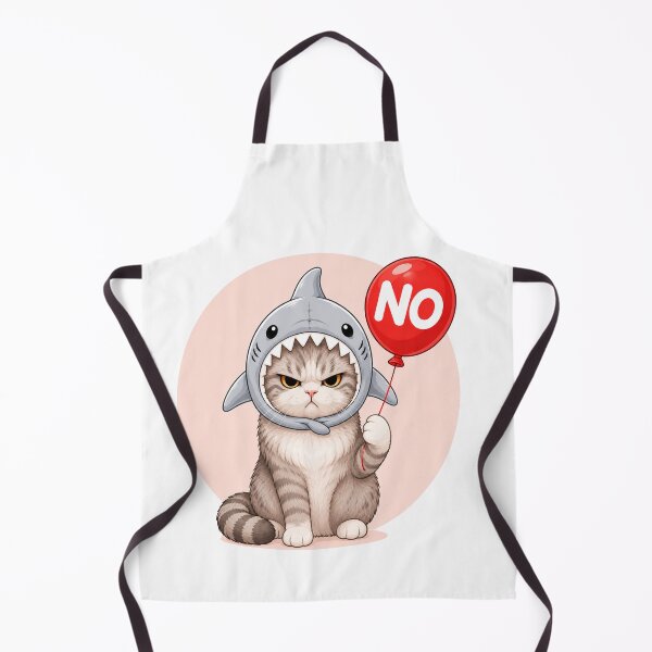 Item preview, Grumpy Shark Cat Holding NO Balloon Cute Funny Cat Art designed and sold by ravuh.