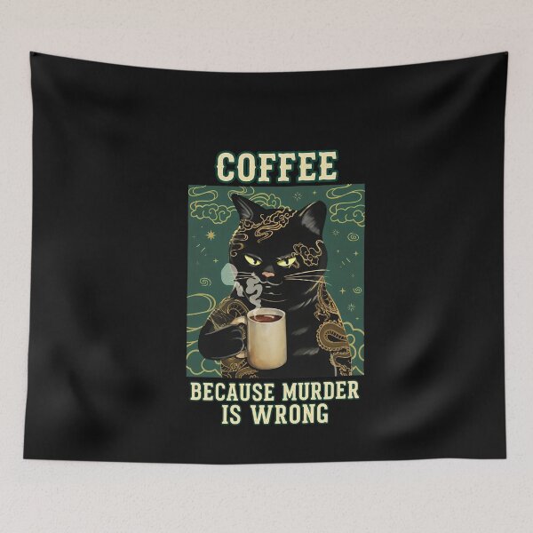 Item preview, Coffee Because Wrong Cat Tattoo Art designed and sold by Prof4Artist.