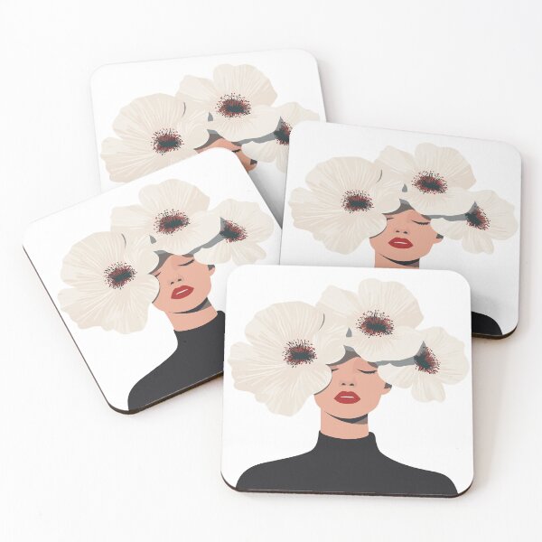 Item preview, Elegant Woman With White Flowers Minimalist Portrait designed and sold by Xthes.