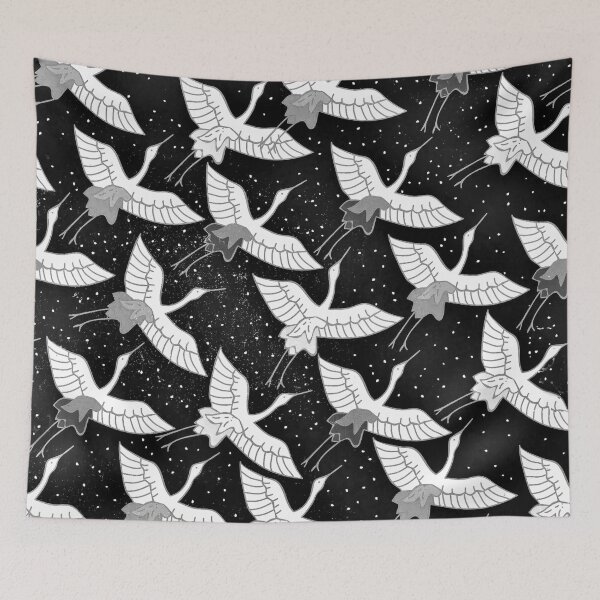 Item preview, Vintage Asian Birds Pattern In Black And White designed and sold by DEC02.