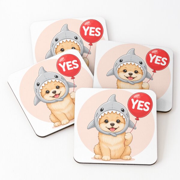Item preview, Cute Shark Dog Holding YES Balloon Funny Puppy Art designed and sold by ravuh.