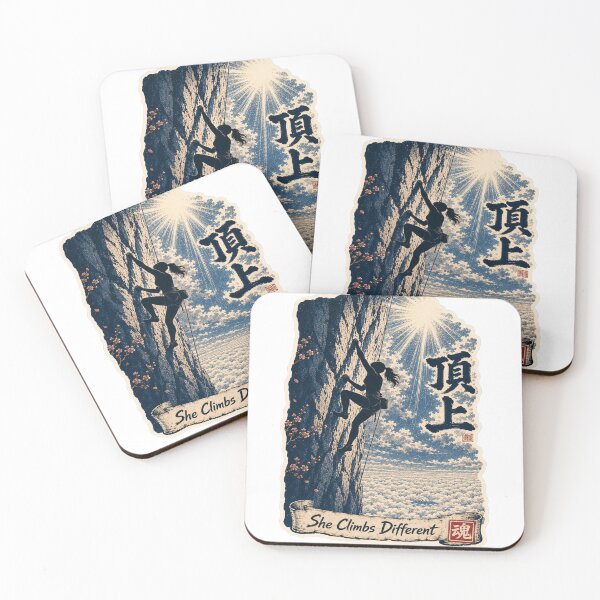 Item preview, She Climbs Different Japanese Ukiyo-e Women's Rock Climbing Art designed and sold by Locker39.