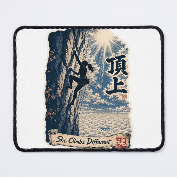 Item preview, She Climbs Different Japanese Ukiyo-e Women's Rock Climbing Art designed and sold by Locker39.