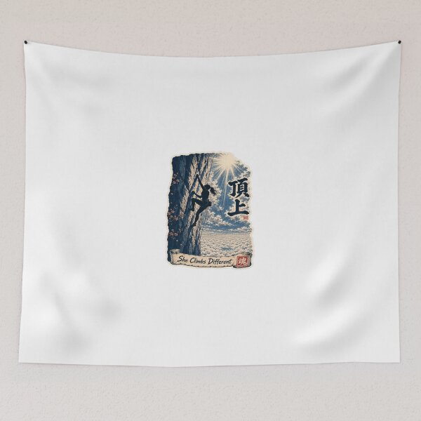 Item preview, She Climbs Different Japanese Ukiyo-e Women's Rock Climbing Art designed and sold by Locker39.
