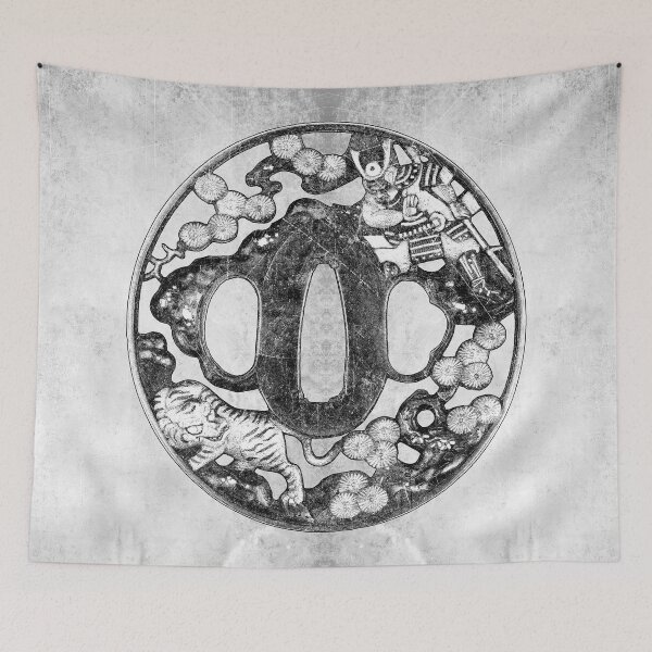 Item preview, Samurai Warrior Tiger Tsuba Japanese Sword Guard Dark Art designed and sold by Ghoul Enterprises.