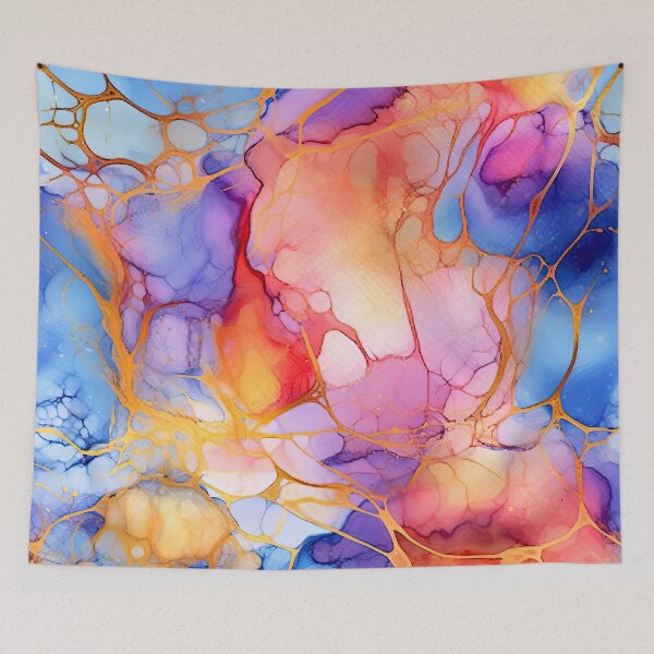 Item preview, Dreamy Blues, Aqua With Mango-Papaya Hues Abstract  designed and sold by DEC02.