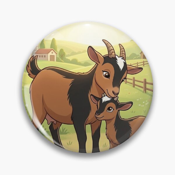 Item preview, "Mother and Baby Goat Meadow Adventure" – Whimsical Farm Animal  designed and sold by AirCrayons27.