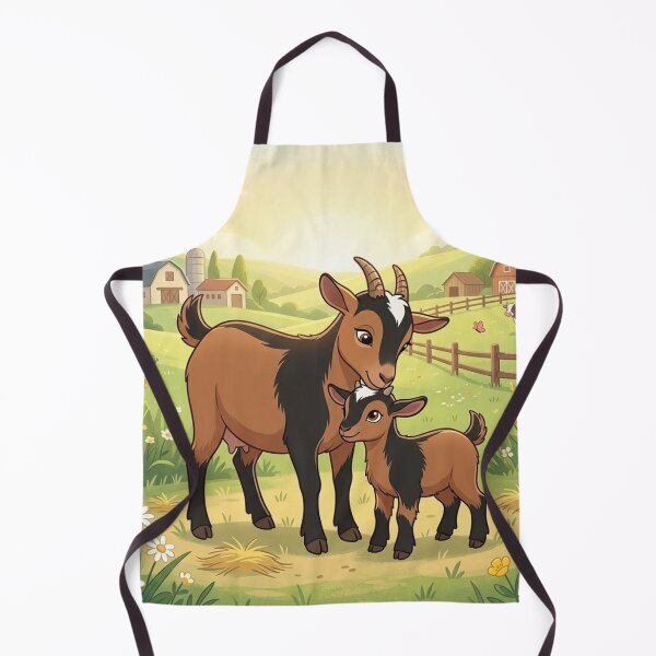 Item preview, "Mother and Baby Goat Meadow Adventure" – Whimsical Farm Animal  designed and sold by AirCrayons27.