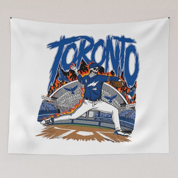 Item preview, Toronto Baseball Skeleton Flaming Pitcher Blue Jay Birds in The 6ix designed and sold by SeriouslyArtistical.