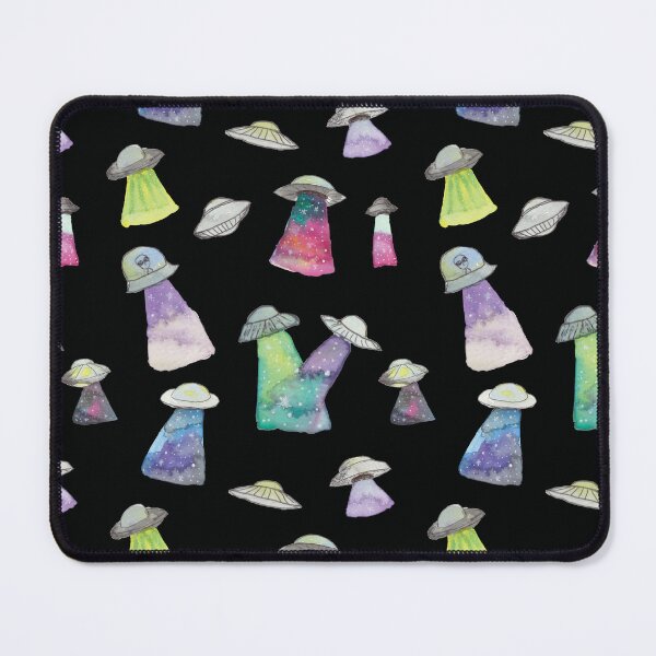 Item preview,  Watercolour UFOs with Galaxy Beams - Black designed and sold by Cosmic Seed Creative.