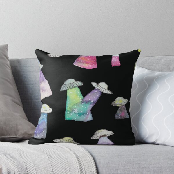 Item preview,  Watercolour UFOs with Galaxy Beams - Black designed and sold by Cosmic Seed Creative.