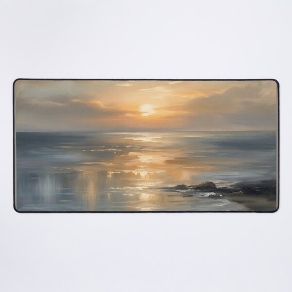 Item preview, Golden Sunset Ocean Impasto Oil Painting designed and sold by MakarenaCreate.