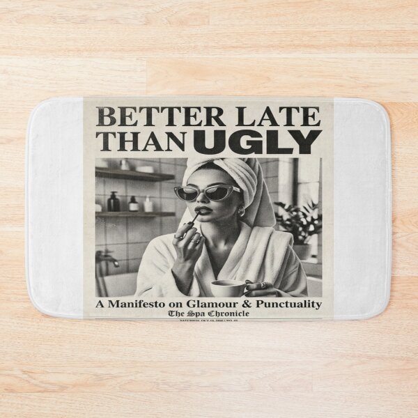 Item preview, Better Late Than Ugly Vintage Newspaper Spa Art designed and sold by MakarenaCreate.
