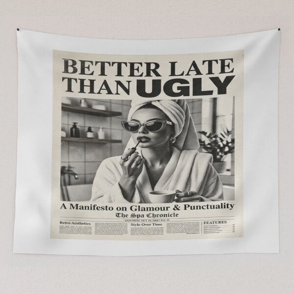 Item preview, Better Late Than Ugly Vintage Newspaper Spa Art designed and sold by MakarenaCreate.