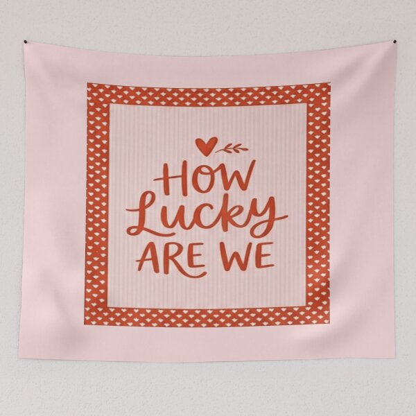 Item preview, How Lucky Are We Hearts Frame Quote Art designed and sold by MakarenaCreate.