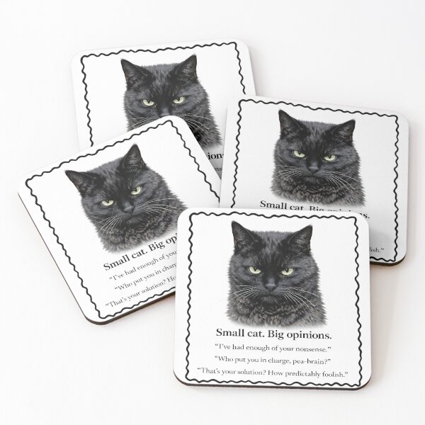 Item preview, Small Cat, Big Opinions Squiggly Border designed and sold by bluesirian22.