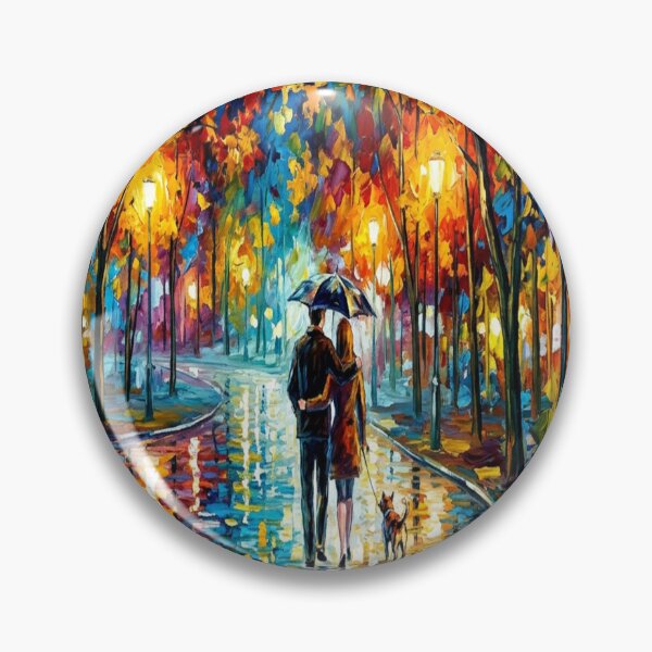 Item preview, Rainy Night Park Walk Palette Knife Art designed and sold by MakarenaCreate.