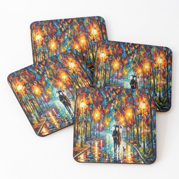 Item preview, Rainy Night Park Walk Palette Knife Art designed and sold by MakarenaCreate.