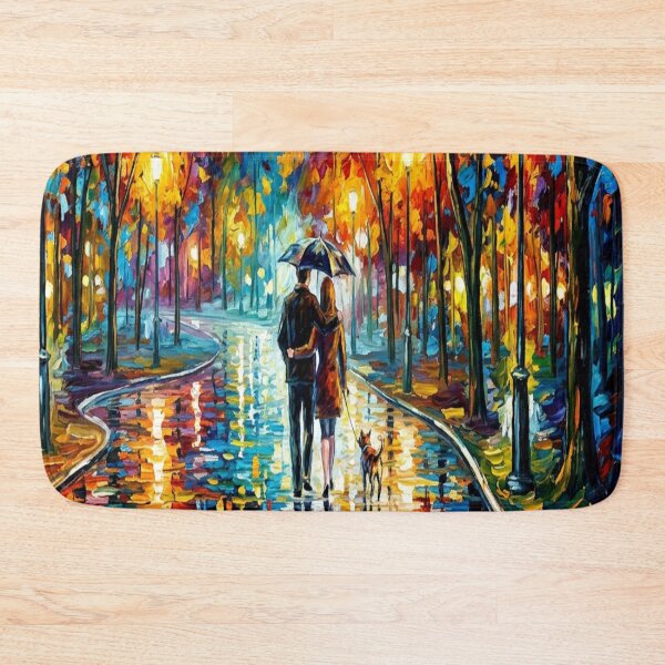 Item preview, Rainy Night Park Walk Palette Knife Art designed and sold by MakarenaCreate.