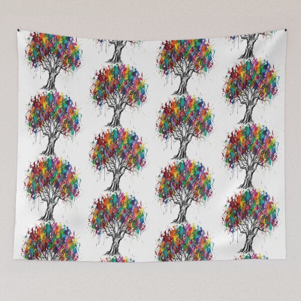 Item preview, Colorful Tree of Life Abstract Paint Splatter Art designed and sold by MakarenaCreate.