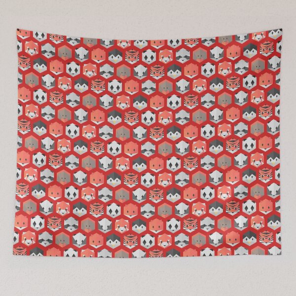 Item preview, Red Honeycomb Minimalist Animals designed and sold by animinimal.