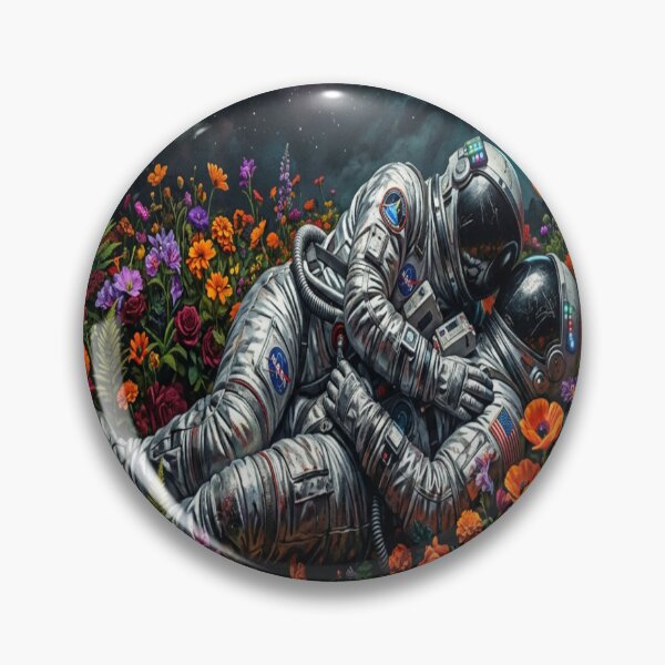 Item preview, Astronaut Lovers in Floral Galaxy Garden Art designed and sold by MakarenaCreate.