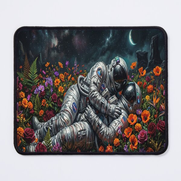 Item preview, Astronaut Lovers in Floral Galaxy Garden Art designed and sold by MakarenaCreate.