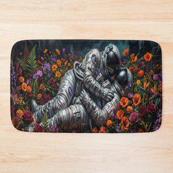 Item preview, Astronaut Lovers in Floral Galaxy Garden Art designed and sold by MakarenaCreate.