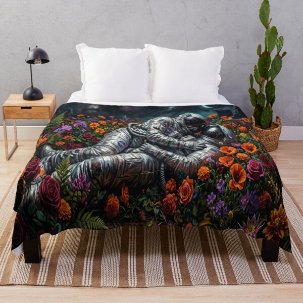 Item preview, Astronaut Lovers in Floral Galaxy Garden Art designed and sold by MakarenaCreate.