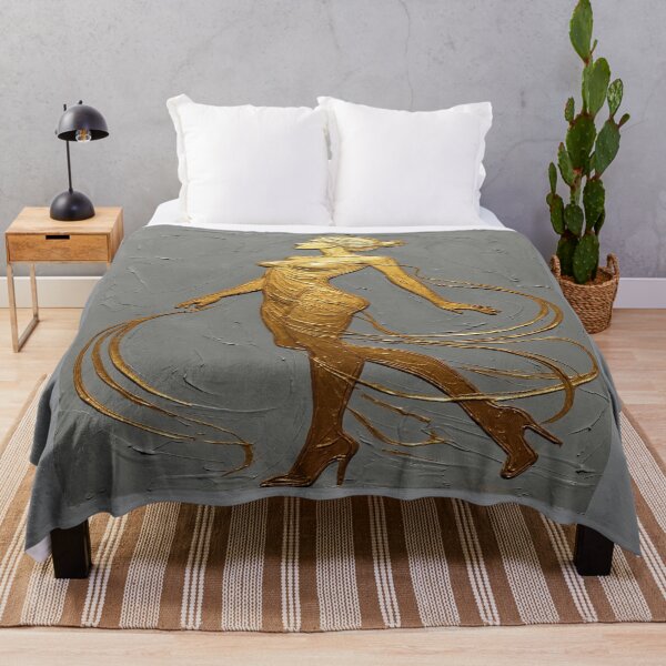 Item preview, Golden Goddess Silhouette Impasto Oil Painting designed and sold by MakarenaCreate.