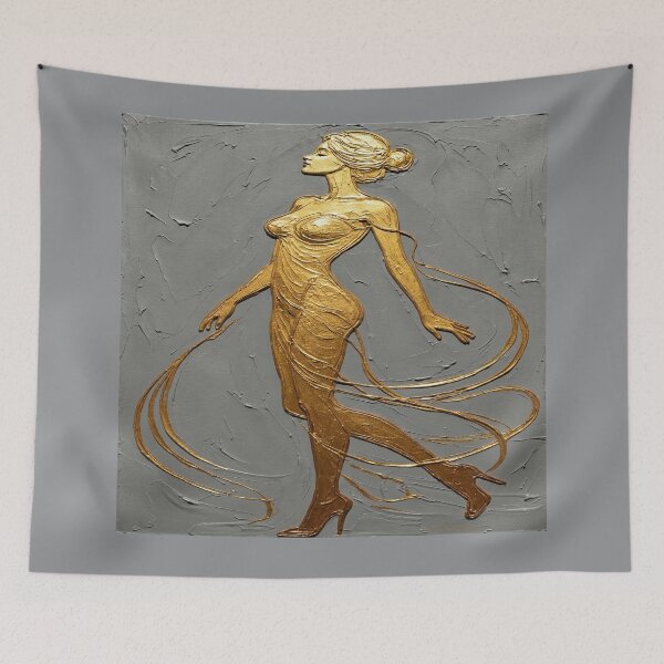 Item preview, Golden Goddess Silhouette Impasto Oil Painting designed and sold by MakarenaCreate.