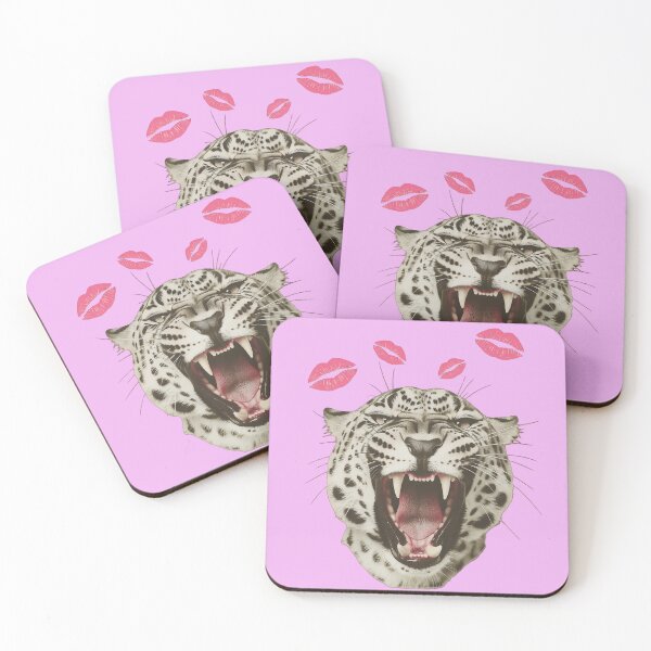 Item preview, Roaring Leopard with Pink Kisses Art designed and sold by MakarenaCreate.