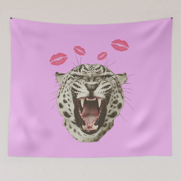 Item preview, Roaring Leopard with Pink Kisses Art designed and sold by MakarenaCreate.