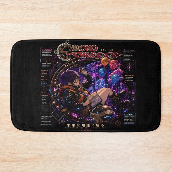 Item preview, Cyberpunk Lucca Chrono Trigger Art - Neon Retro Future Inventor Girl-A.D. 600 Time Travel aesthetic design designed and sold by Trinidesigns123.