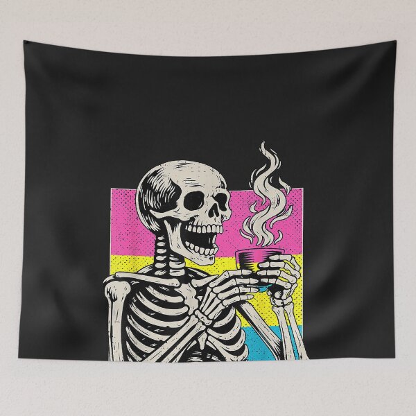Item preview, Skeleton Drinking Coffee Pansexual Pride Pan Flag LGBTQ Men designed and sold by CriseldaBruning.