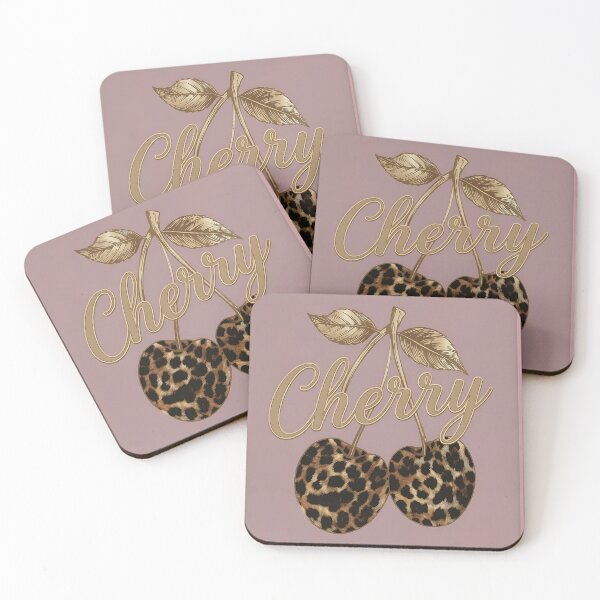 Item preview, Leopard Print Cherry Gold Typography Art designed and sold by MakarenaCreate.