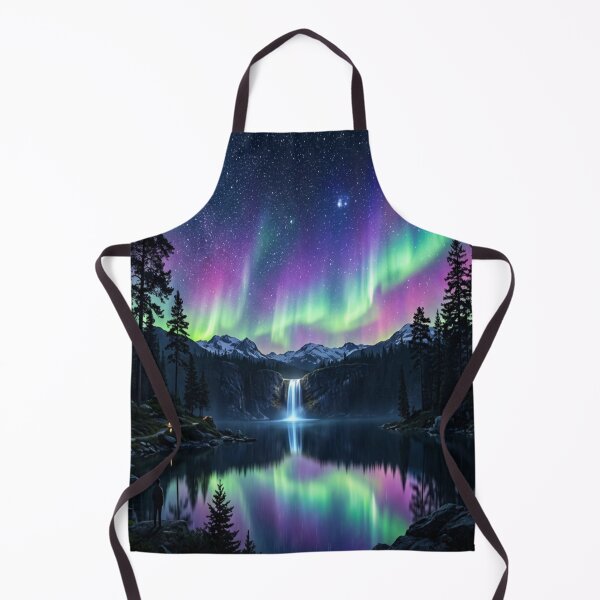 Item preview, Northern Lights Aurora Borealis Waterfall Reflection Art designed and sold by MakarenaCreate.